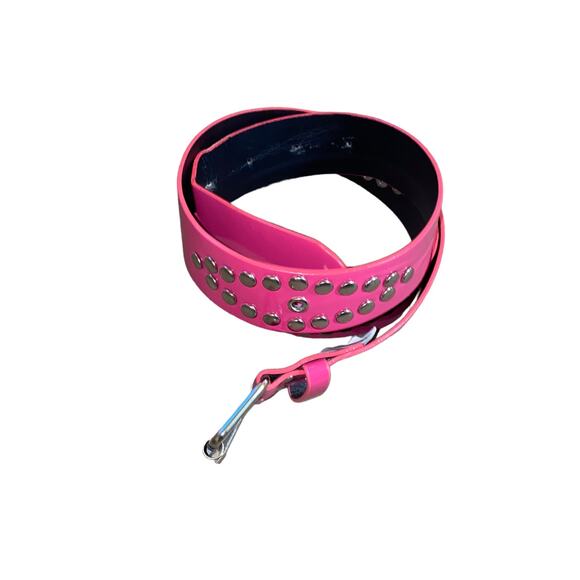 Pink Barbie Core Studded Embellished Glam Pink Belt Silver accent hardware sz 18 - Picture 3 of 5